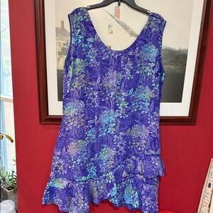 Vibrant Blue and Purple Floral Women's Tunic